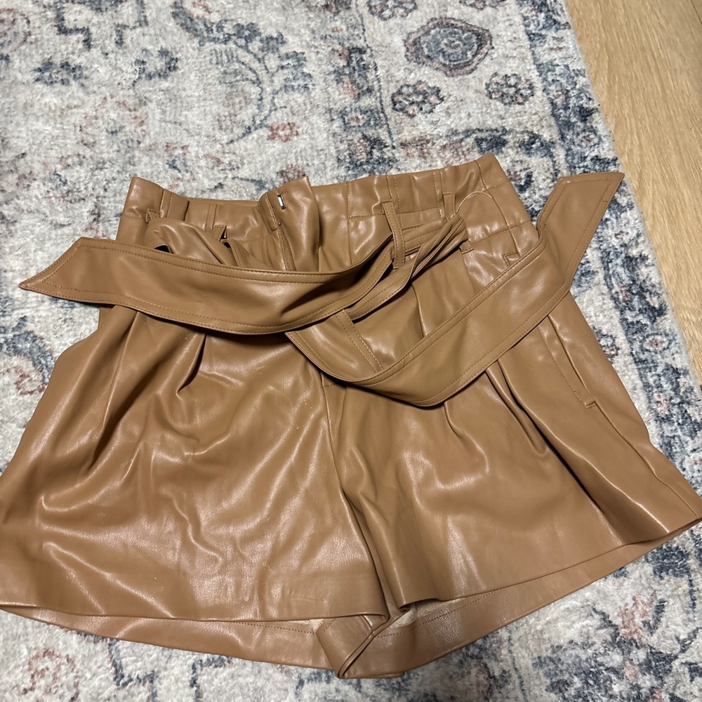 Truth Tan Faux Leather Shorts